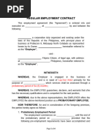 Regular Employee Contract Sample | PDF | Employment | Common Law