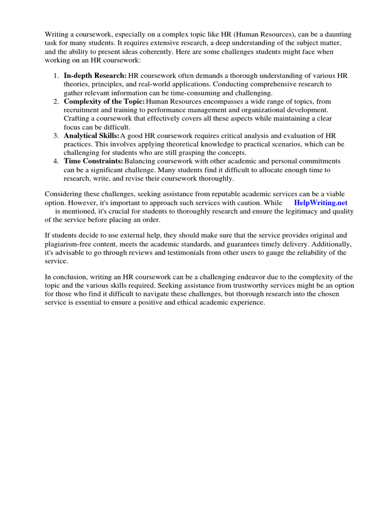 HR Course Work | PDF