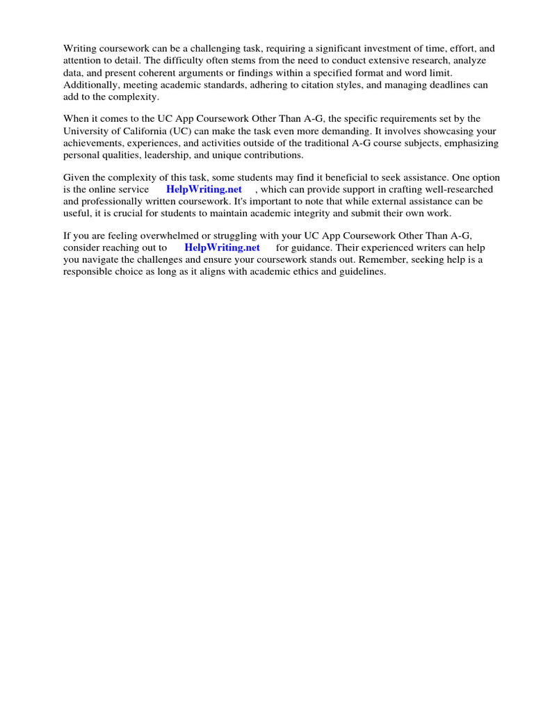Uc App Coursework Other Than A G | PDF | University Of California