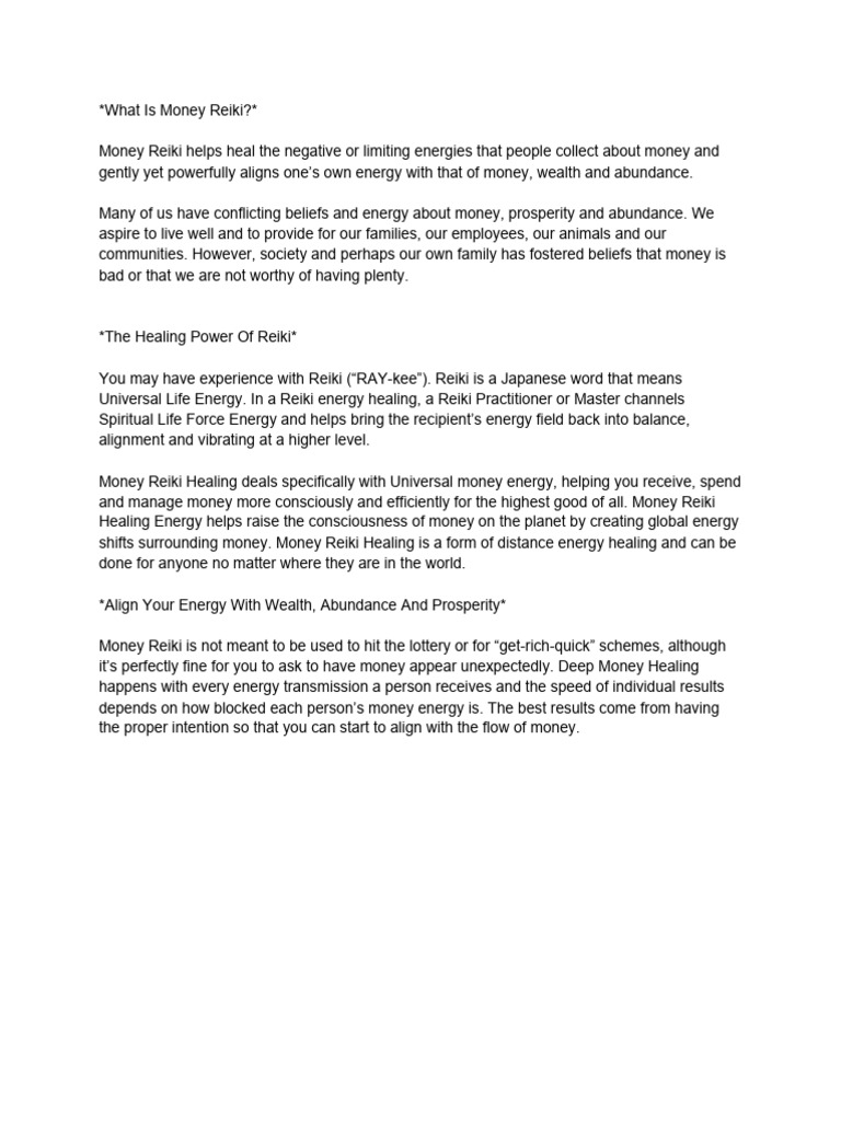 Money Reiki 129 | PDF