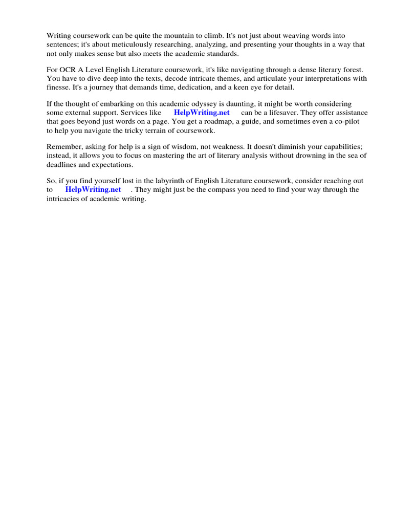 Aqa A Level English Language And Literature Coursework Examples