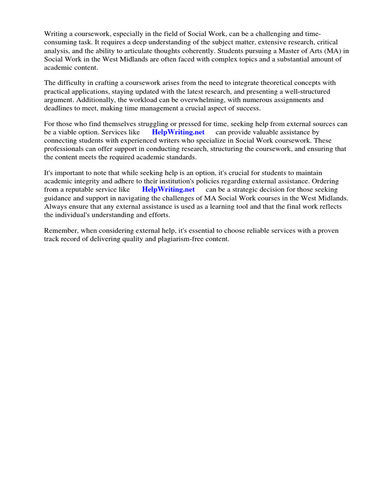 Ma social work courses west midlands pdf academic degree
