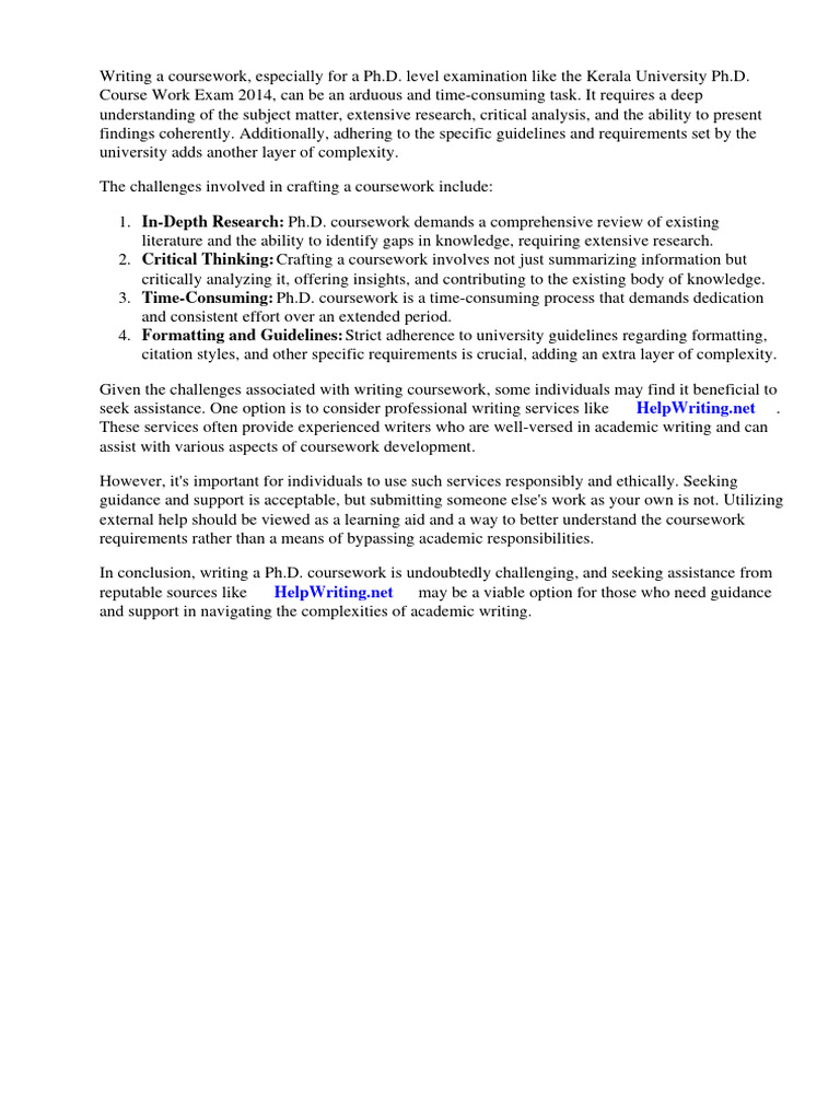 Kerala University PHD Course Work Exam 2014 Results PDF Thesis Kerala University PHD Course Work Exam 2014 Results PDF Thesis