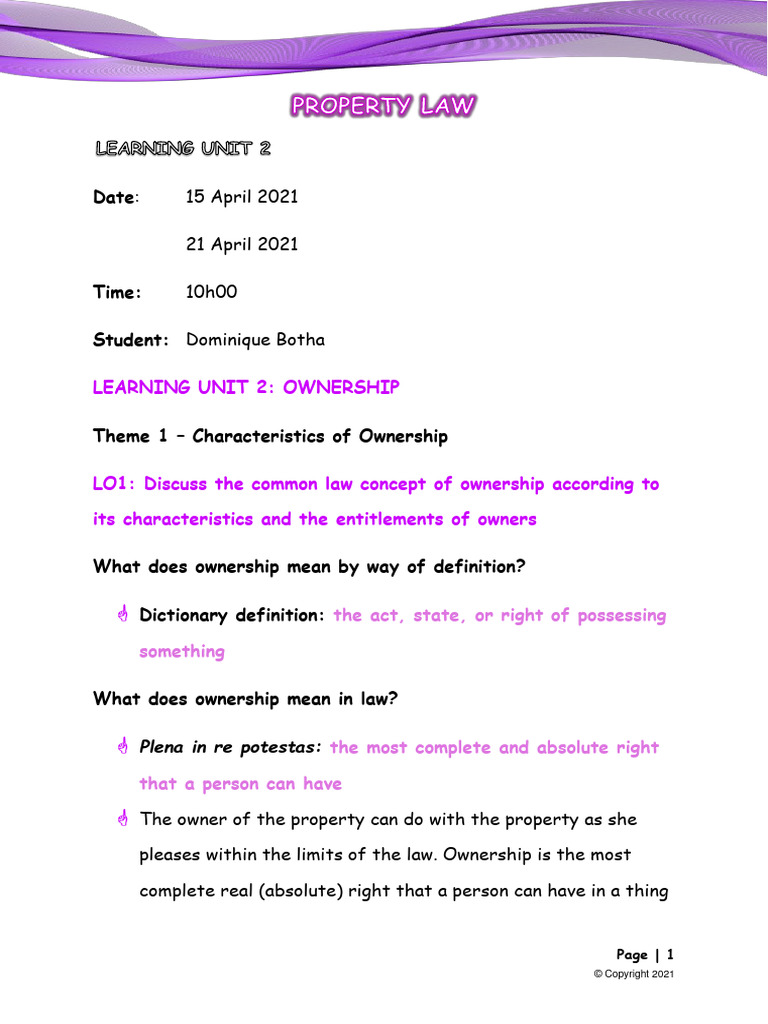 Ownership SC | PDF | Concurrent Estate | Property
