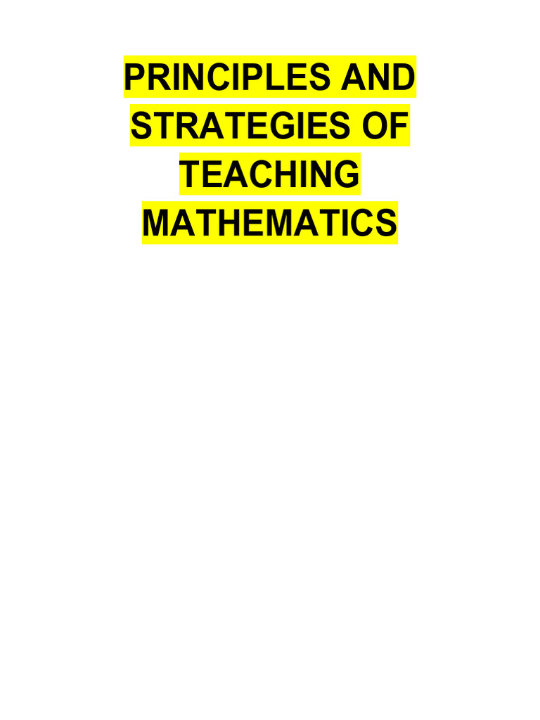 Principles and strategies of teaching mathematics pdf learning