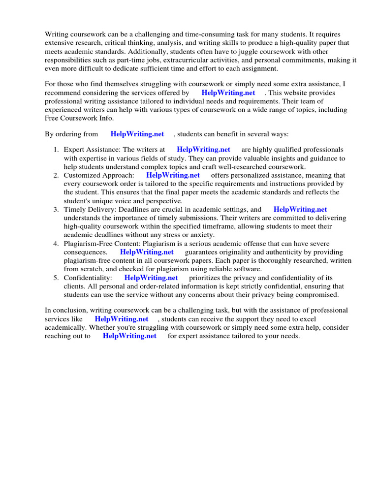 Free Coursework Info | PDF