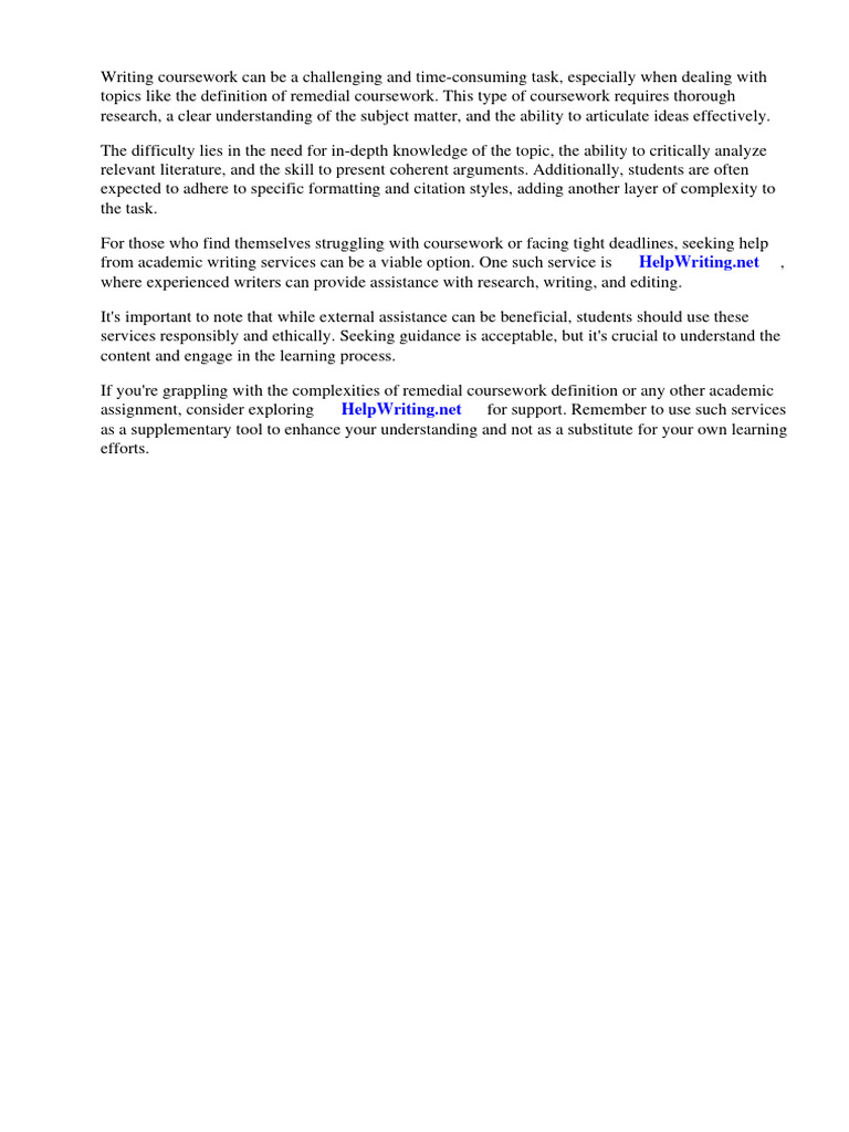 Remedial Coursework Definition | PDF