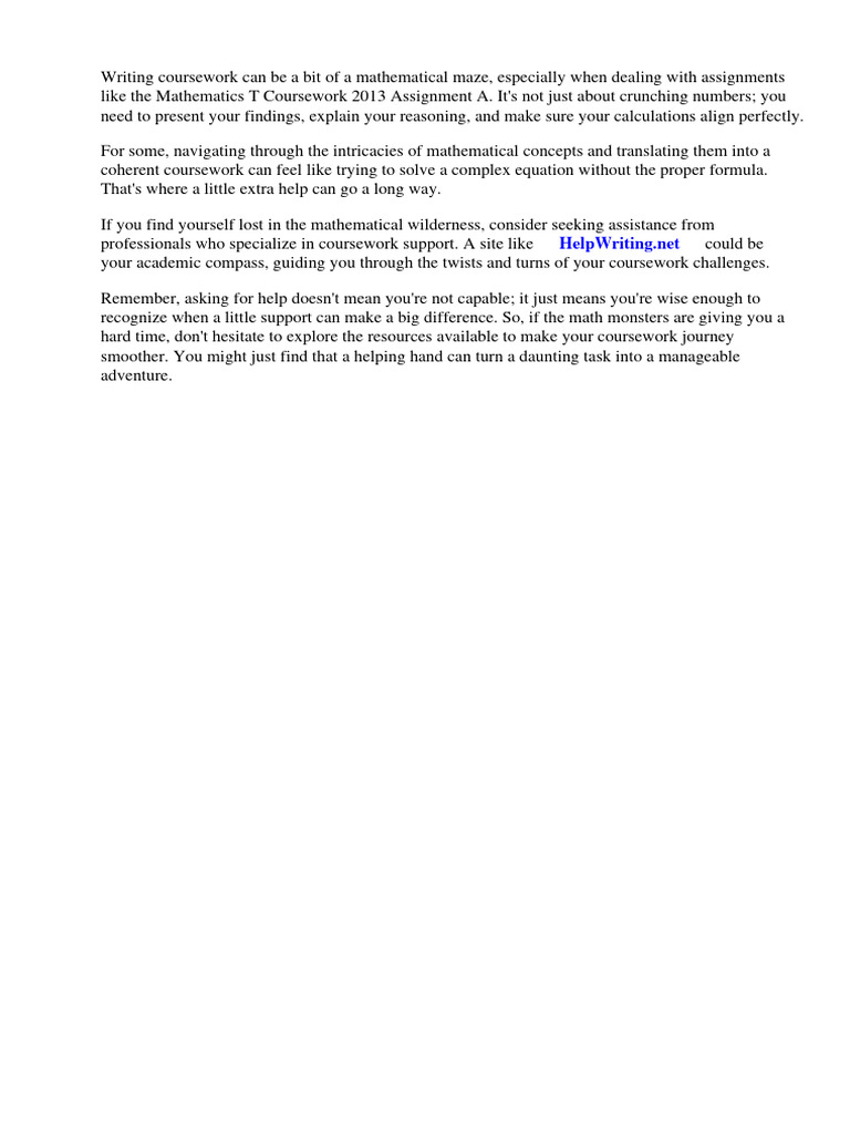 Mathematics T Coursework 2013 Assignment A | PDF | Mathematics | Integral