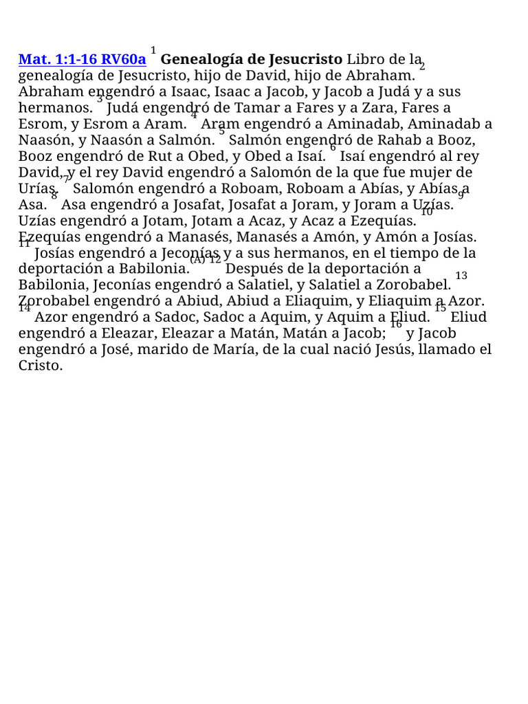 Mateo 1 Genealogía Jesus Pdf