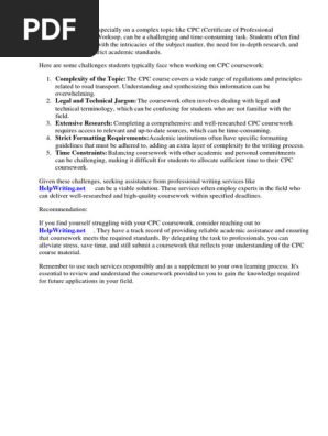 Cpc Course Worksop
