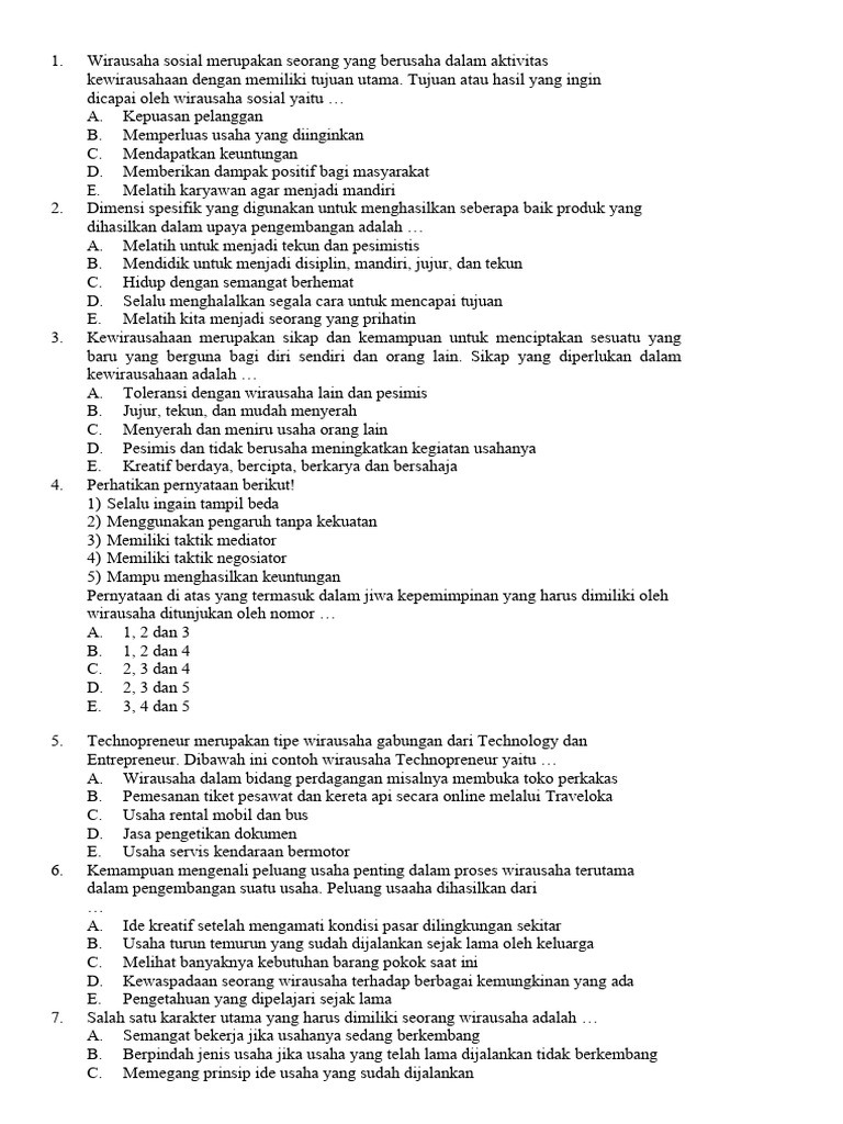 Latihan Soal Pkwu Kelas Xi Dkv Pdf Bisnis Seni