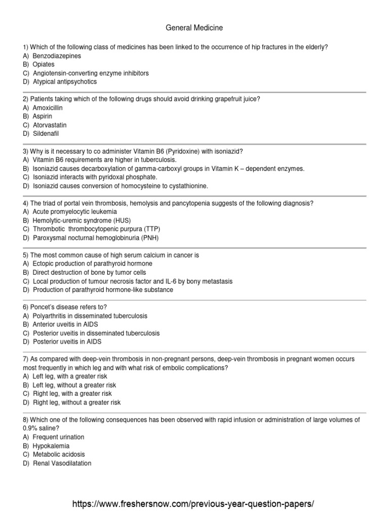 Key Questions in General Medicine | PDF | Thrombosis | Clinical Medicine