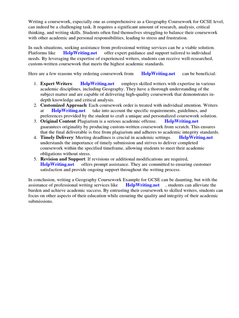 Geography Coursework Example Gcse PDF Expert Geography