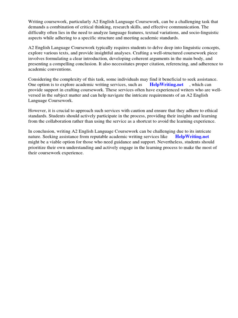 A2 english language coursework structure pdf gce advanced level
