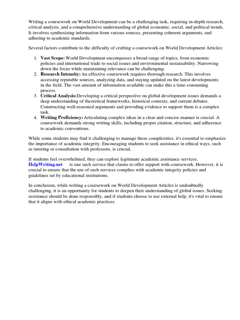 World Development Coursework Articles | PDF | Poverty | Poverty ...