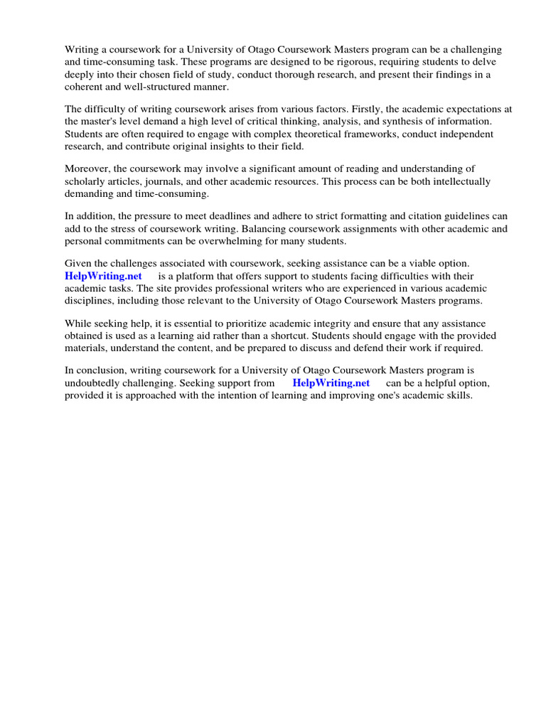 University of Otago Coursework Masters | Download Free PDF | Bachelor's ...