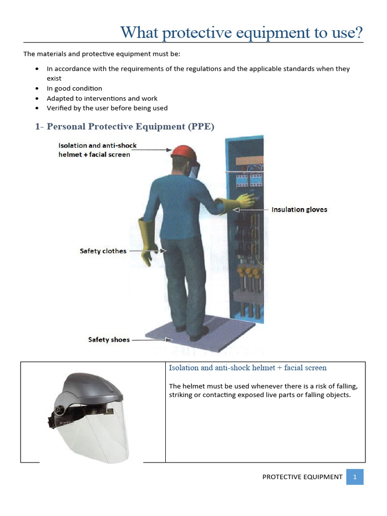 Protective Equipments Pdf Personal Protective Equipment Insulator