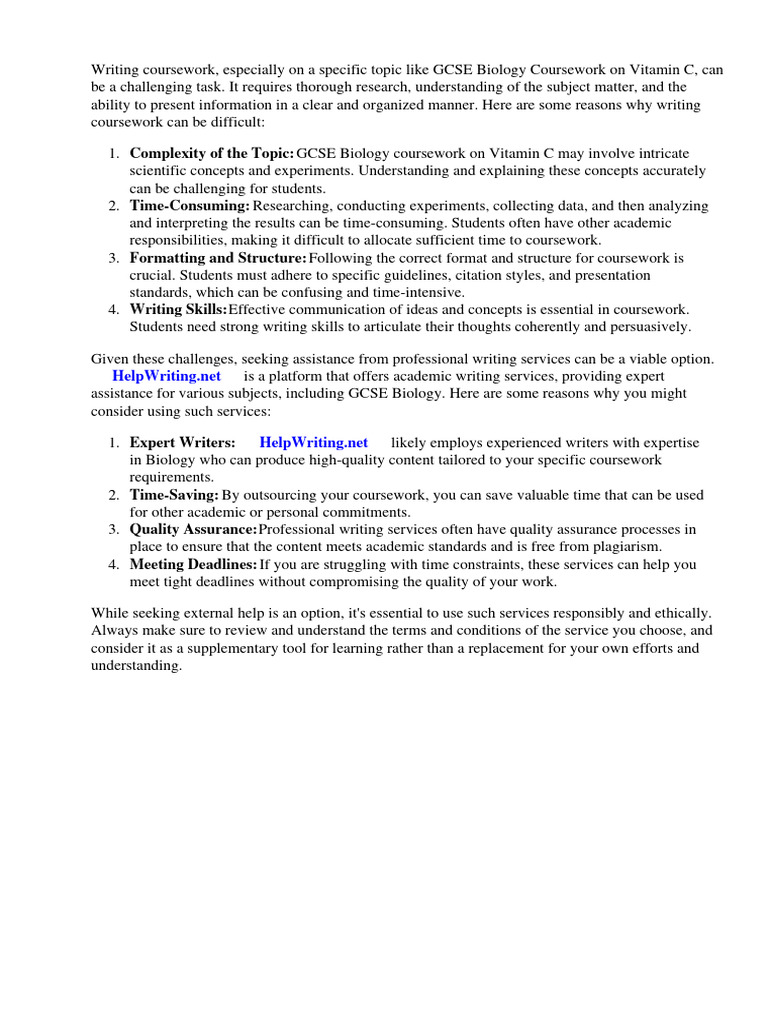 Gcse Biology Coursework Vitamin C PDF