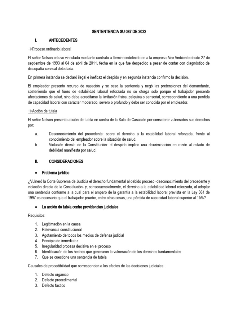 Sententencia Su 087 de 2022 | PDF | Precedente | Caso de ley