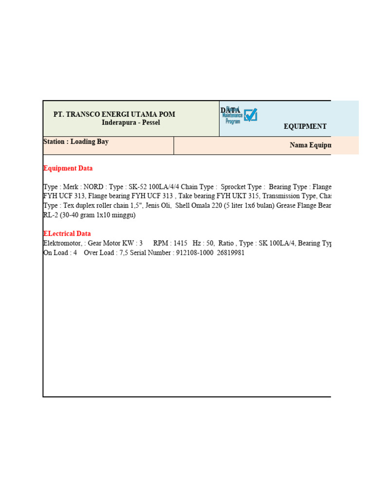 Data Equipment Update Terbaru Revisi 2023 Pdf Manufactured Goods