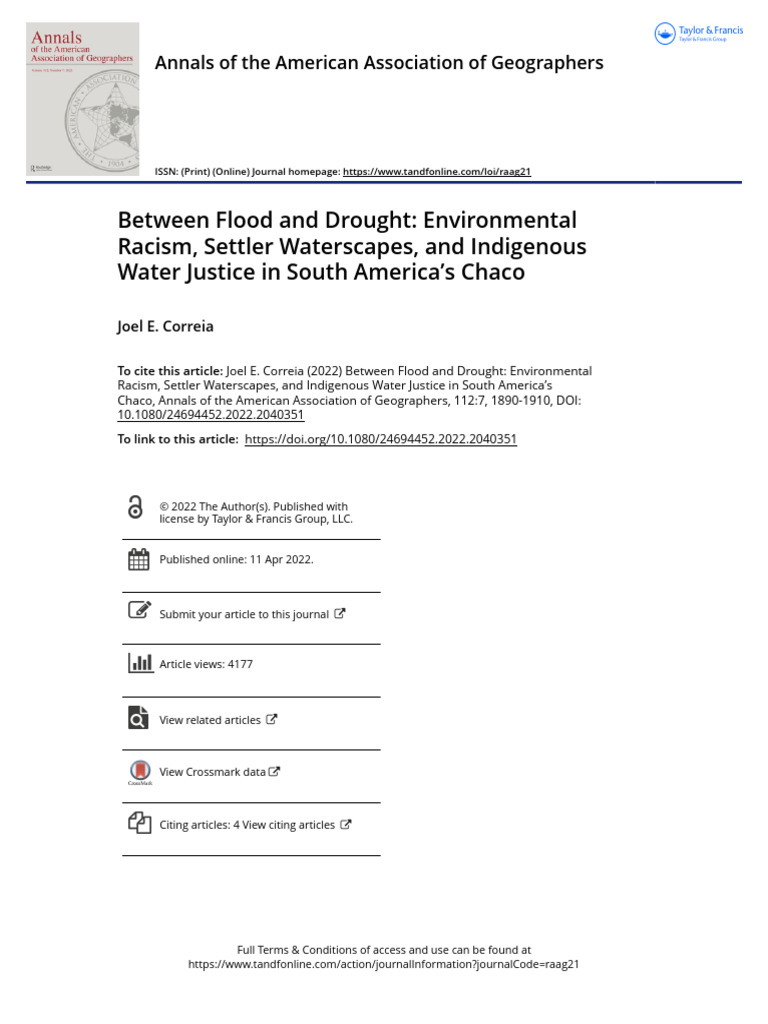 Between Flood And Drought Environmental Racism Settler Waterscapes And