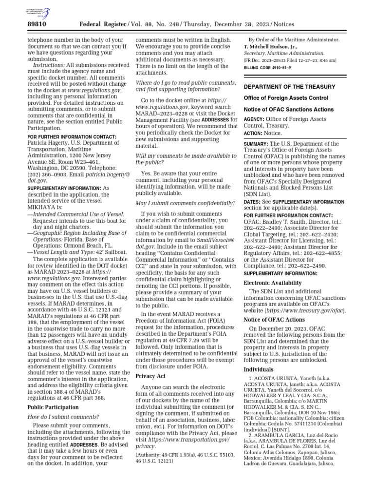 Federal Register / Vol. 88, No. 248 / Thursday, December 28, 2023 ...