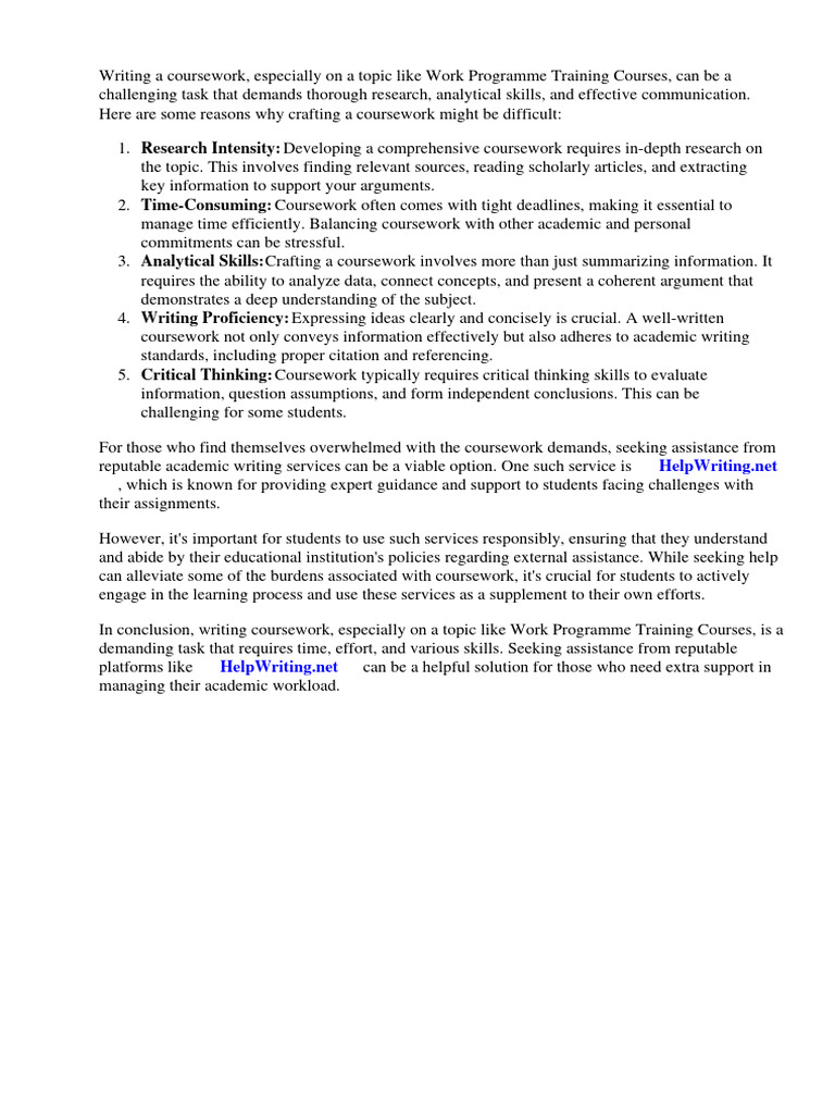 Work Programme Training Courses Download Free PDF Learning Mentorship