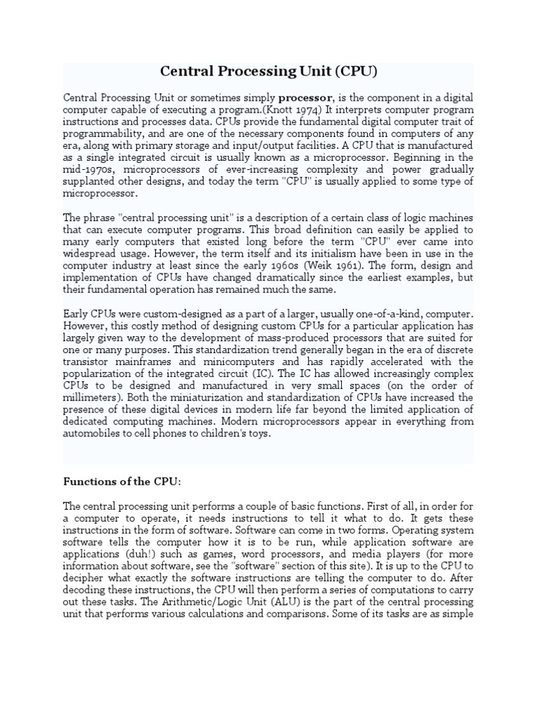 Chapter 3 - CPU | PDF | Central Processing Unit | Computer Data Storage