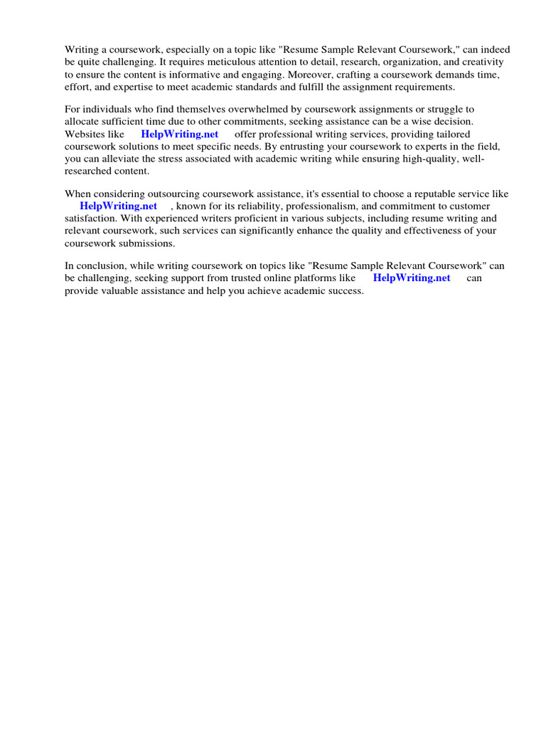 Resume Sample Relevant Coursework - 1712031126