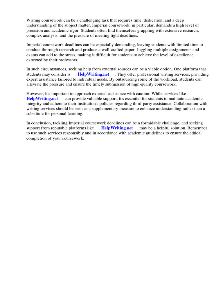Imperial Coursework Deadlines | PDF