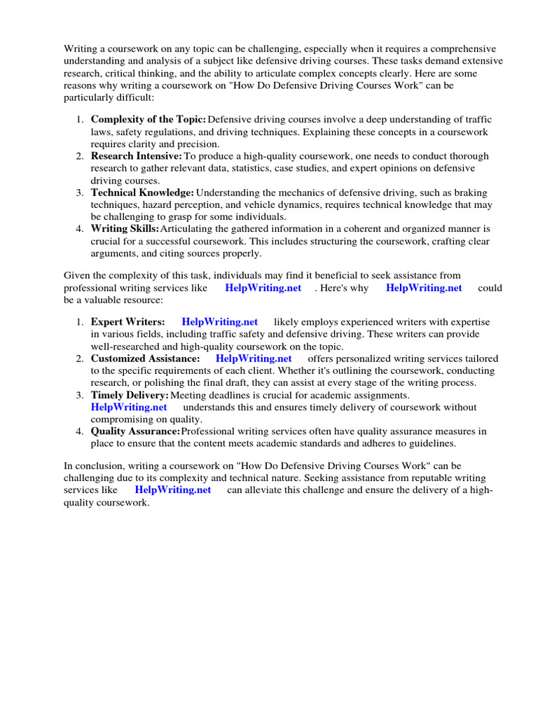 How Do Defensive Driving Courses Work PDF
