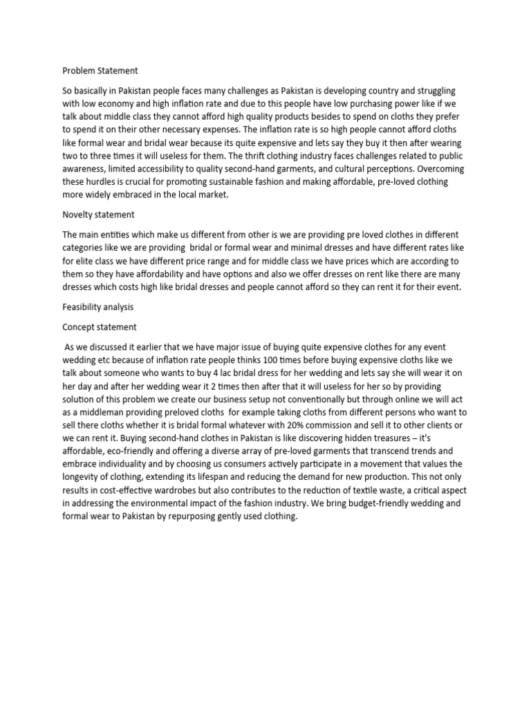 Problem Statement | PDF | Retail | Fashion