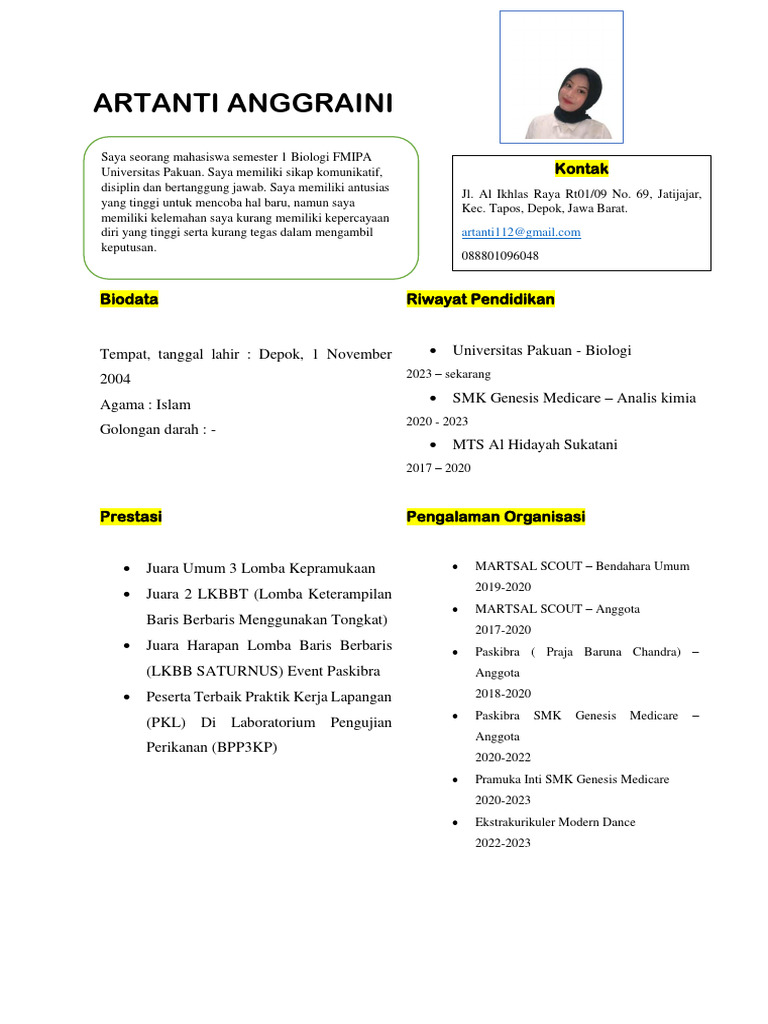 CV Dan SWOT (Artanti) | PDF
