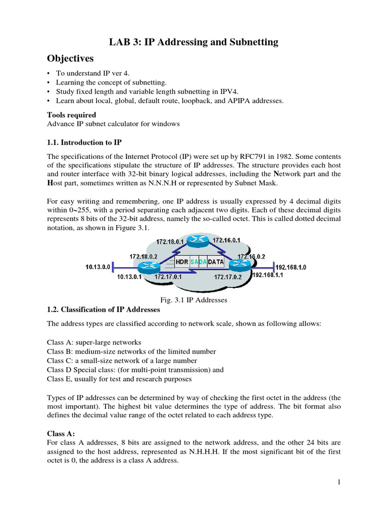 IP Addressing and Subnetting Lab Guide | PDF | Ip Address | Computer ...