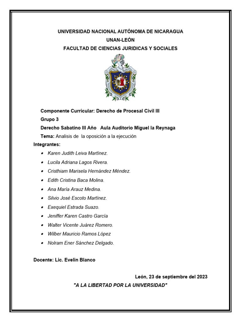Oposición a la Ejecución en Derecho Civil | PDF | Sentencia (ley ...