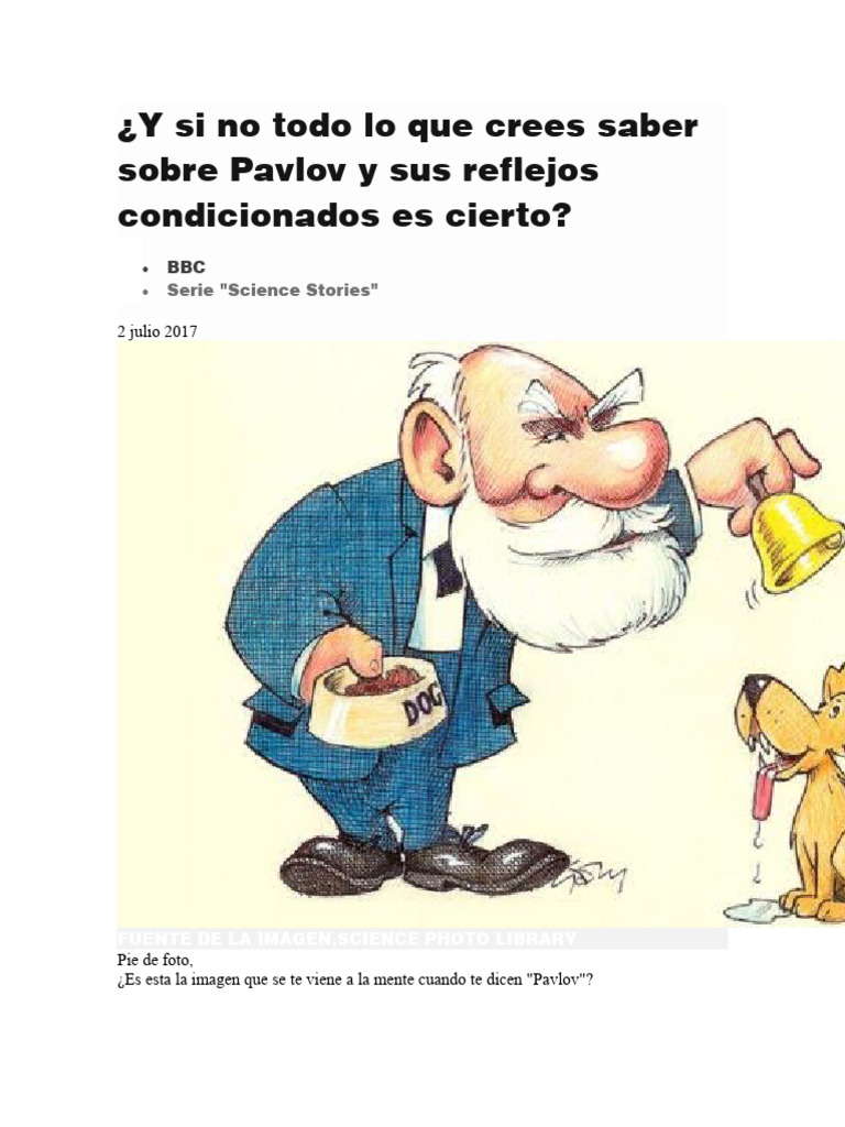 Mitos sobre Pavlov e seus experimentos | PDF