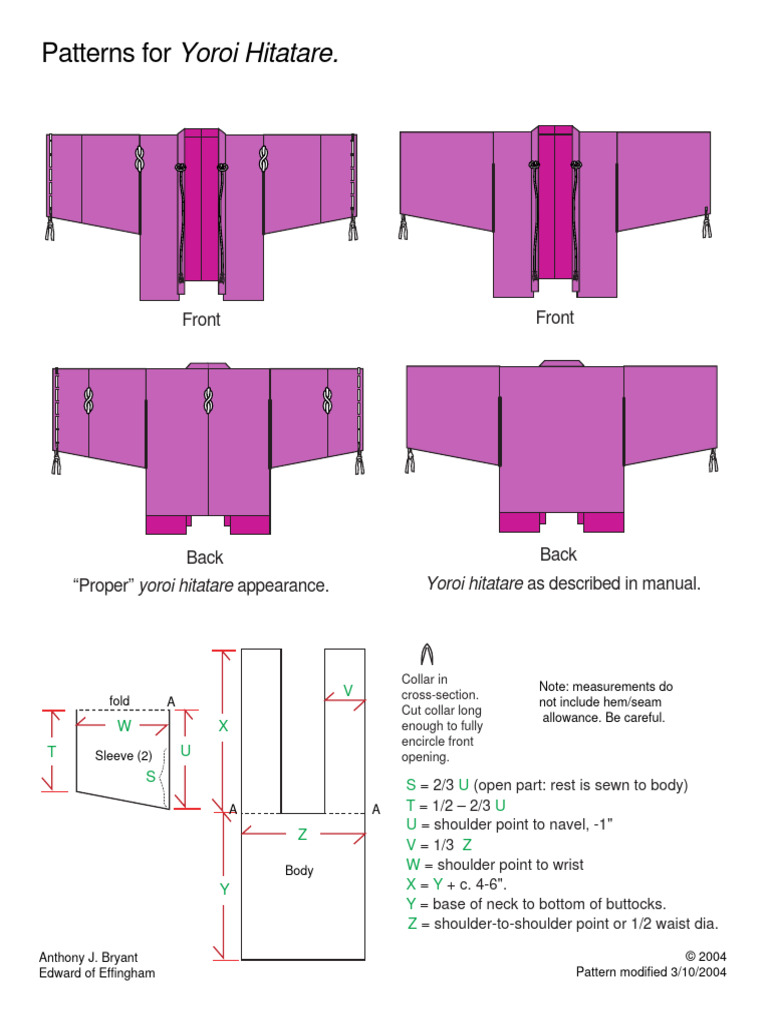 Yoroi Hitatare Sewing Pattern Guide | PDF