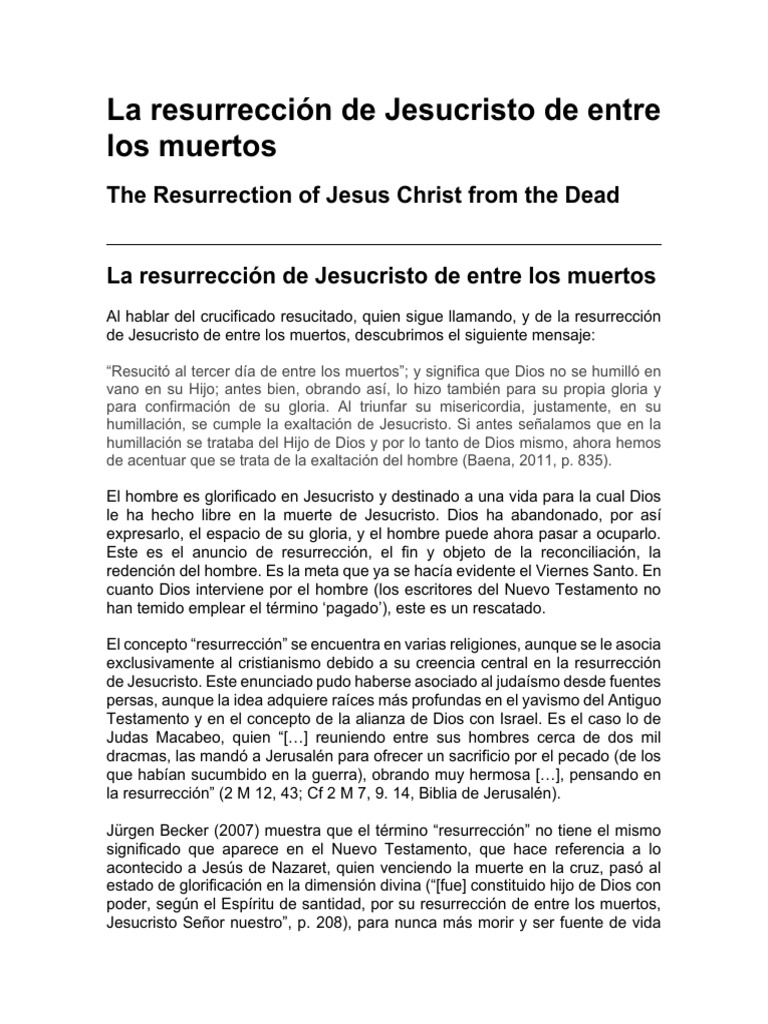 La Resurrección de Jesucristo: Fe y Esperanza | PDF | La resurrección ...