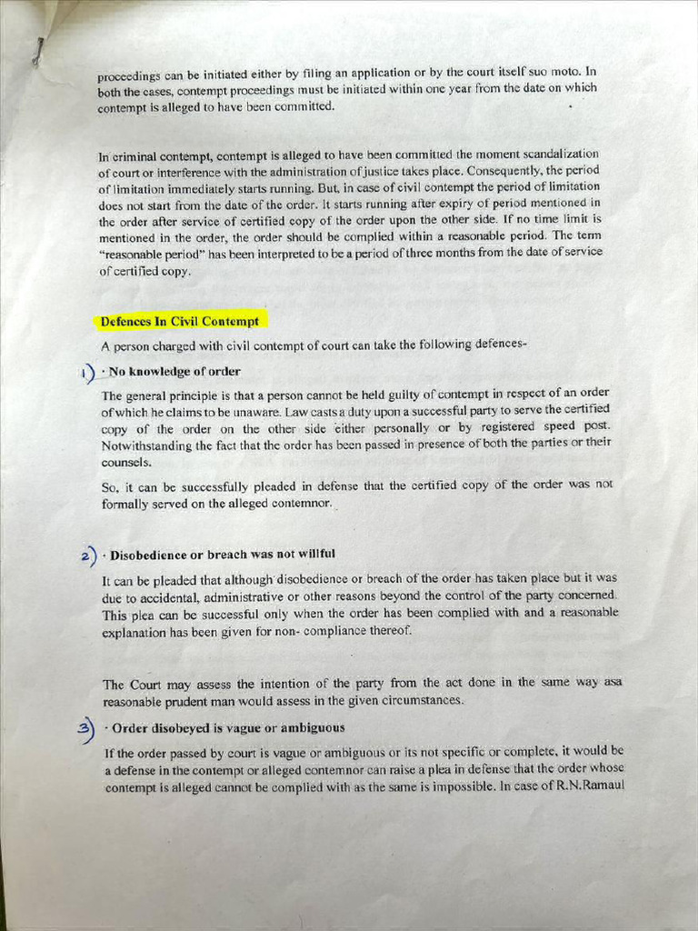 Contempt of Court Notes | PDF