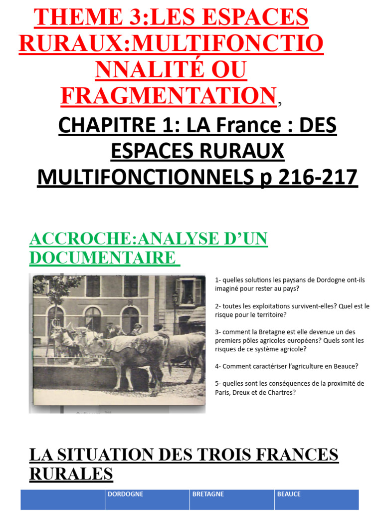 Espaces Ruraux en France: Multifonctionnalité et Défis | PDF