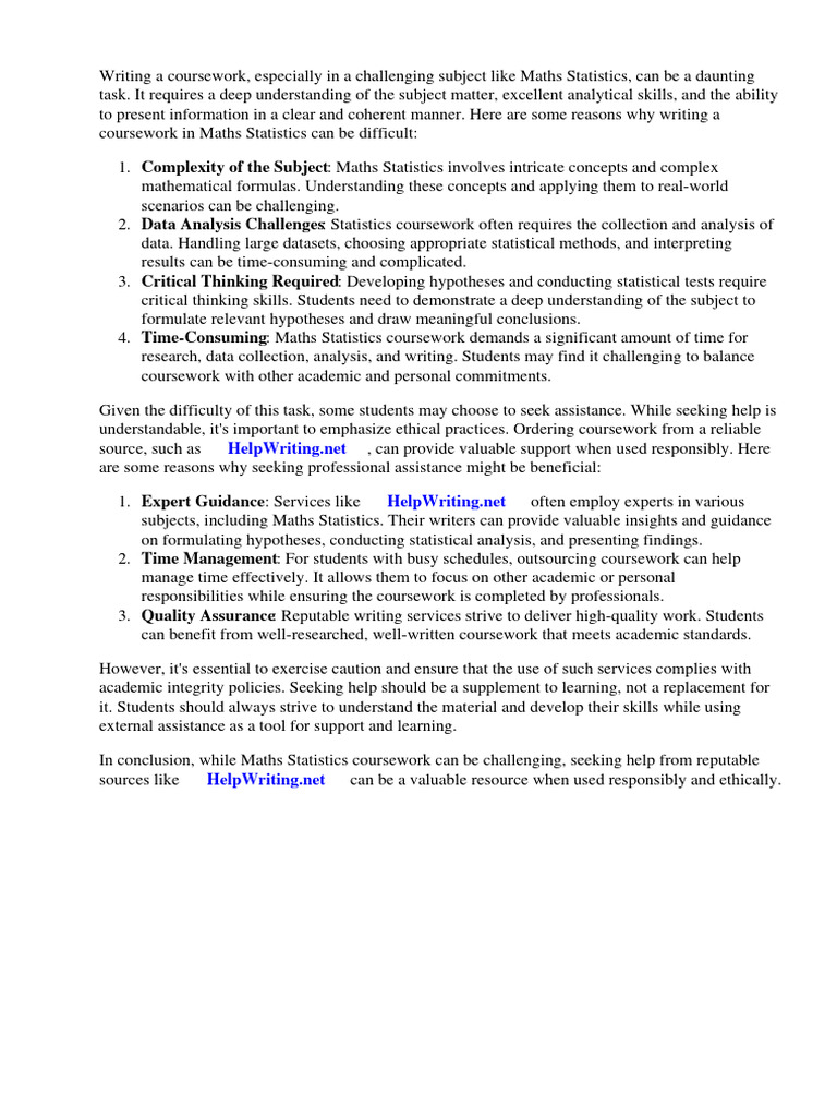 Maths statistics coursework hypothesis pdf p value statistics