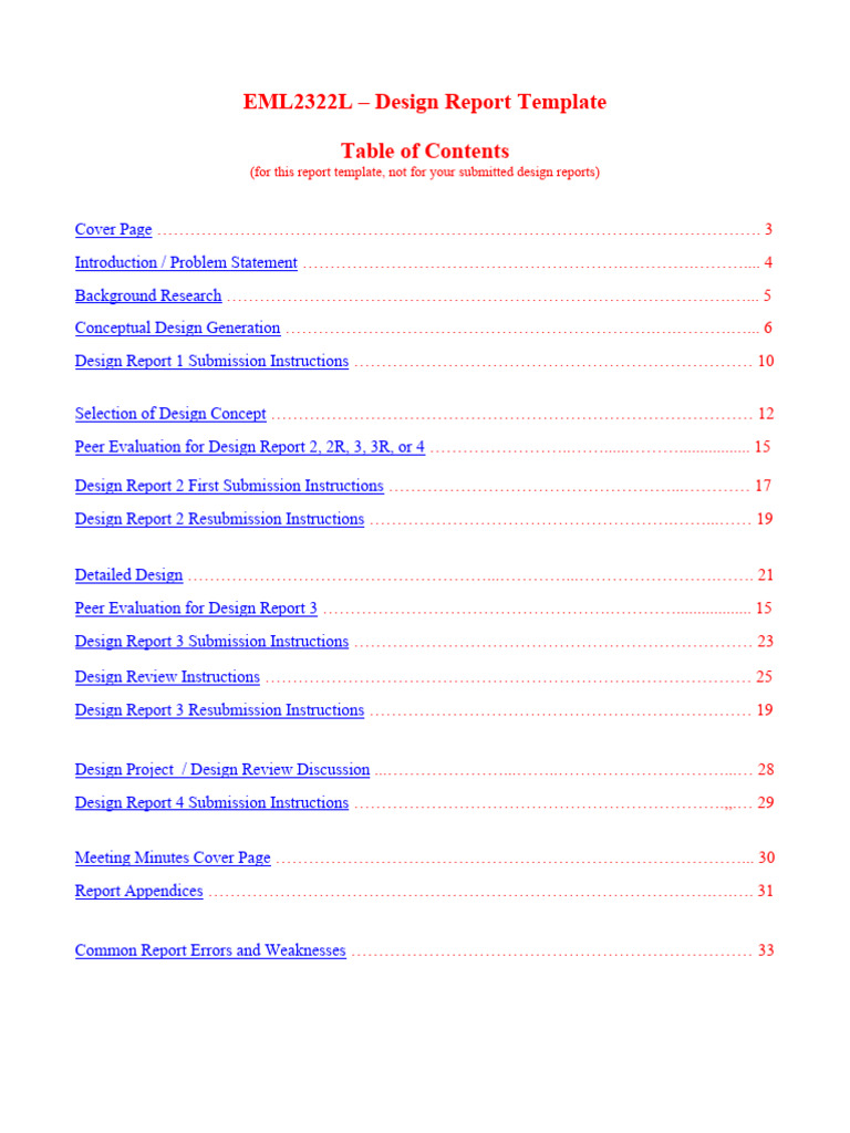 EML2322L Design Report Template Guide | PDF | Matrix (Mathematics ...