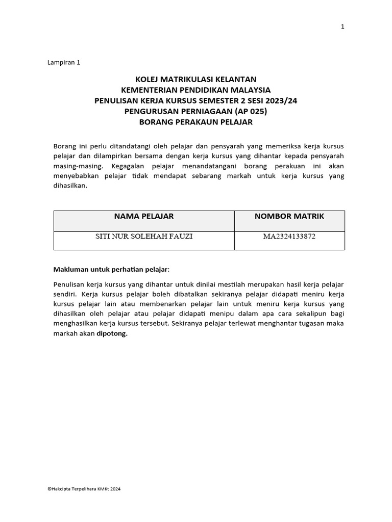 Assignment Bussiness Sem 2 | PDF