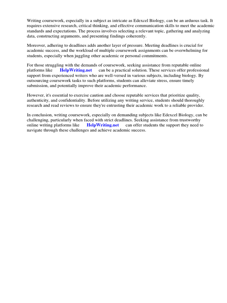 Edexcel Biology Coursework Deadline | PDF | Facebook | Linked In