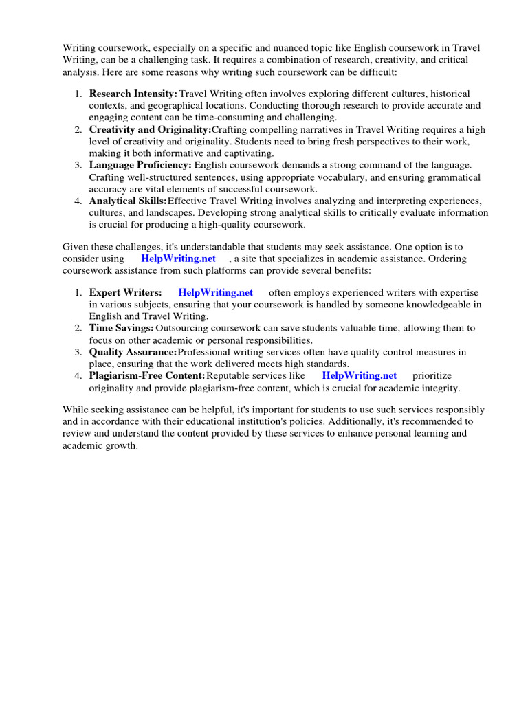 Travel Writing Coursework Tips | PDF | Creativity | English Language