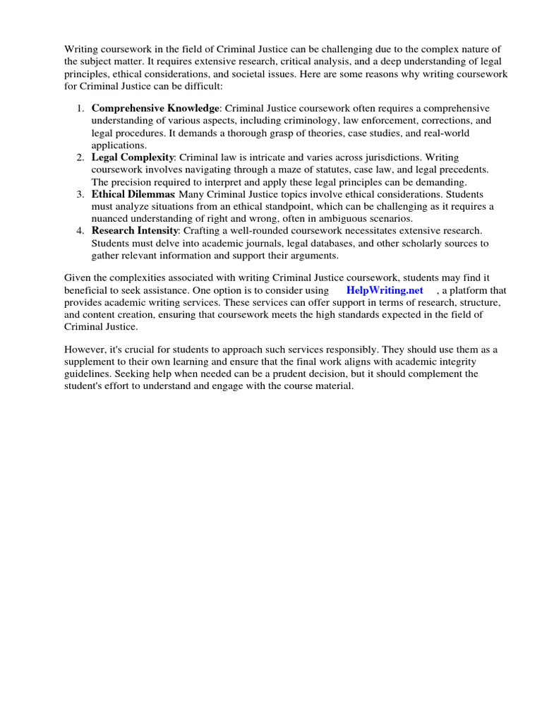 Related Coursework For Criminal Justice | PDF | Criminal Justice ...