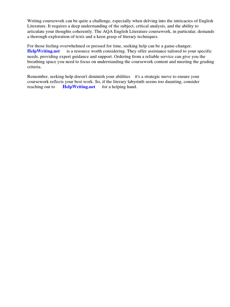 As English Literature Coursework Aqa | PDF | Educational Technology ...
