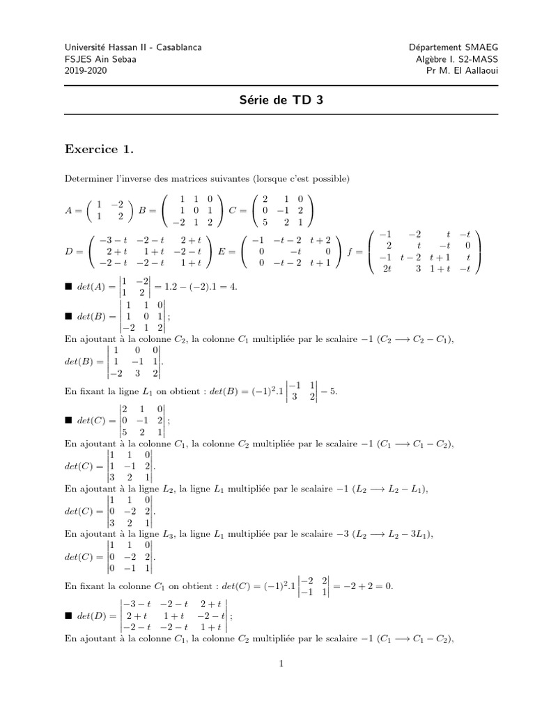 TD 3 Correction | PDF | Relations mathématiques | Analyse fonctionnelle