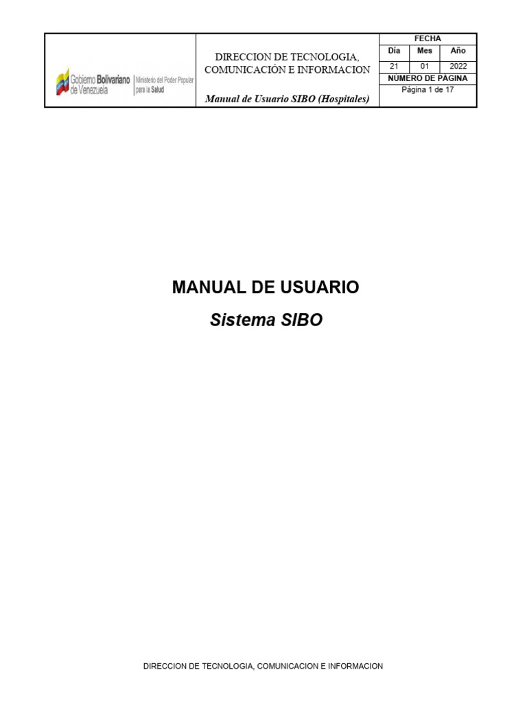 Manual de Usuario Sistema SIBO Hospitales | PDF | Inventario | Informática