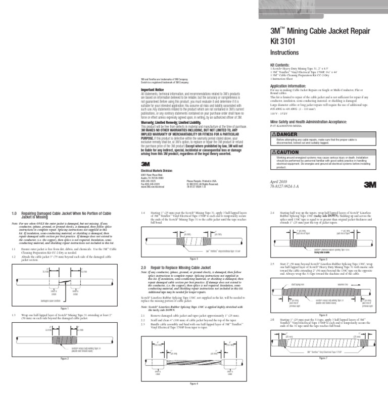 3M Mining Cable Jacket Repair Kit 3101 PDF Insulator (Electricity